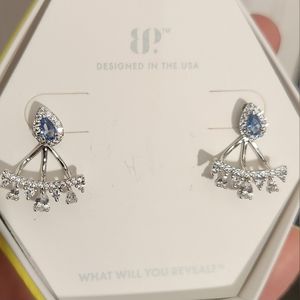 Weekend Memories 2 piece jacket earrings. London Blue Topaz Spinel on Rhodium